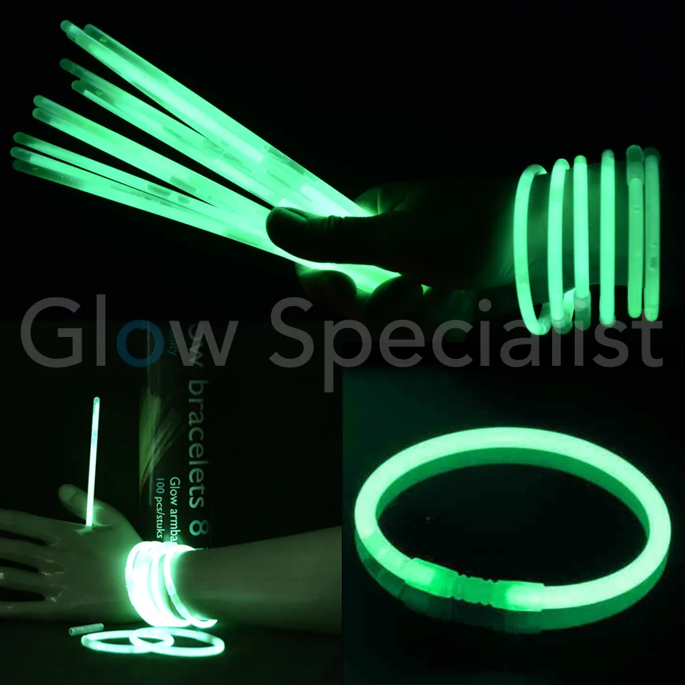 Glow Specialist GREEN GLOW BRACELETS - 1 TUBE - 100 PIECES