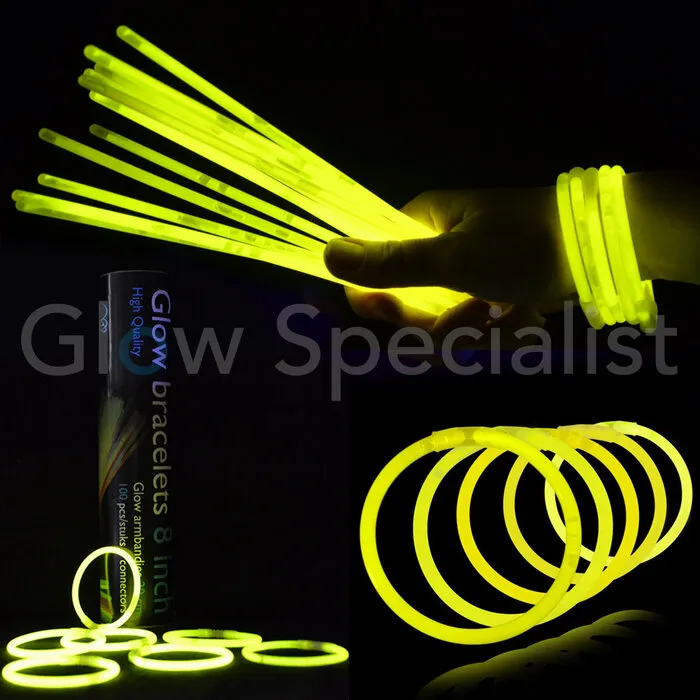 Glow Specialist YELLOW GLOW BRACELETS - 1 TUBE - 100 PIECES