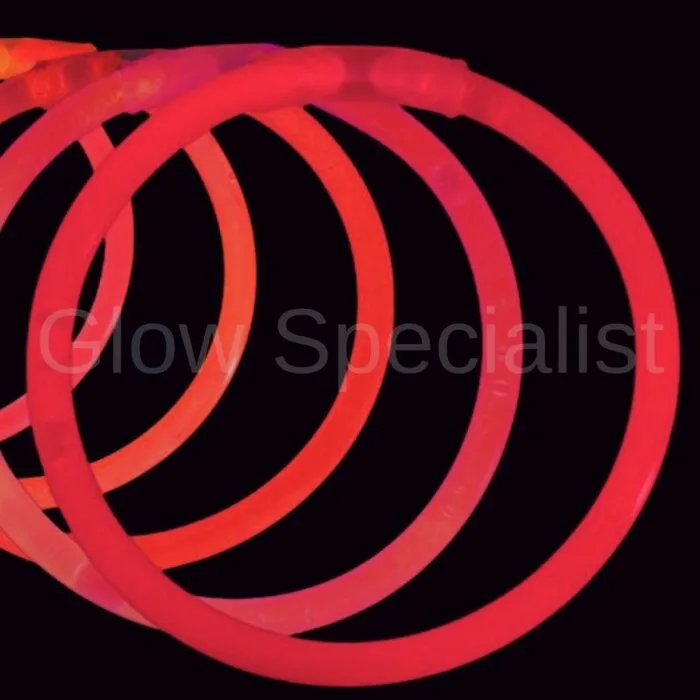 Glow Specialist RED GLOW BRACELETS - 1 TUBE - 100 PIECES