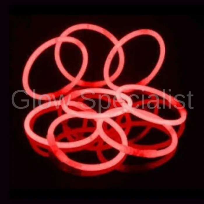 Glow Specialist RODE GLOWARMBANDJES - 1 KOKER - 100 STUKS