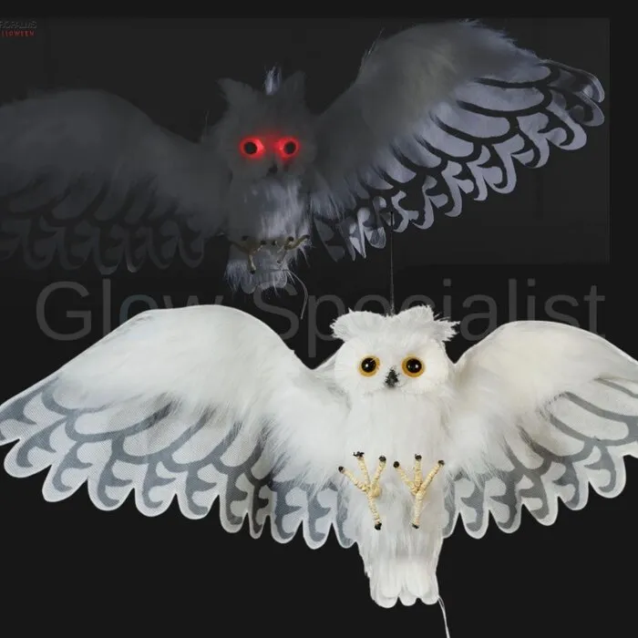 Europalms SNOW OWL - HALLOWEEN - 80 CM - LIGHT AND SOUND - MOVING - EUROPALMS
