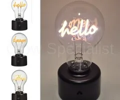 LED LAMP WITH TEXT - DREAM, LOVE OF HELLO - WARM WHITE - 2 X AAA