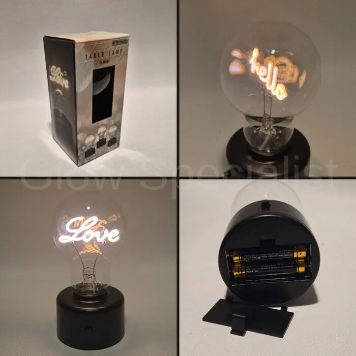 LED LAMP MET TEKST - DREAM, LOVE  OF HELLO - WARM WIT - 2 X AAA