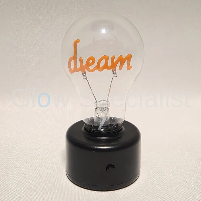 LED LAMP MET TEKST - DREAM, LOVE  OF HELLO - WARM WIT - 2 X AAA