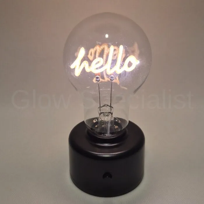 LED LAMP WITH TEXT - DREAM, LOVE OF HELLO - WARM WHITE - 2 X AAA
