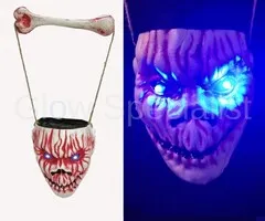 HALLOWEEN HANGING SKULL WITH BLUE LED EYES