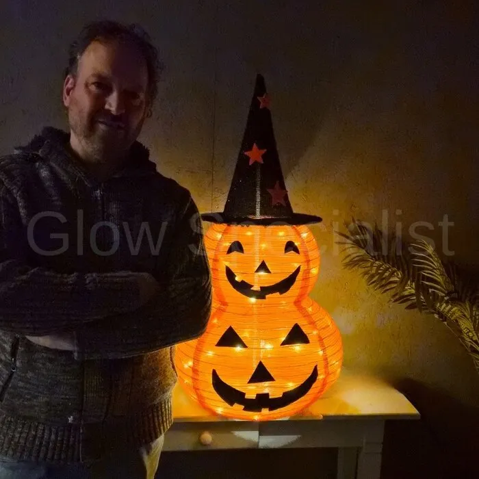 DOUBLE PUMPKIN - HALLOWEEN LED DECORATION - 90 CM - 50 LED