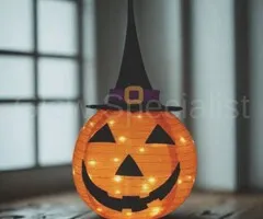 POMPOEN MET HOED - HALLOWEEN LED DECORATIE - MET TIMER - 68 CM