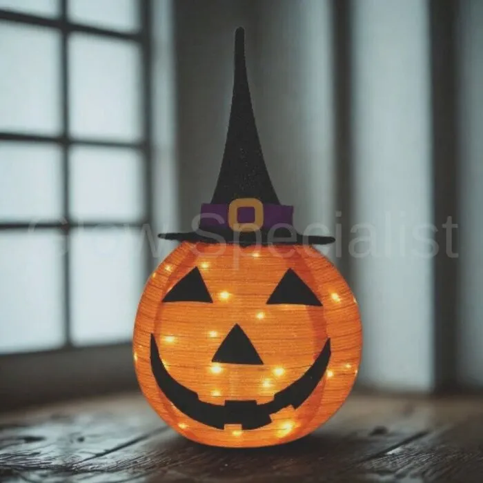PUMPKIN WITH HAT - HALLOWEEN LED DECORATION - WITH TIMER - 68 CM