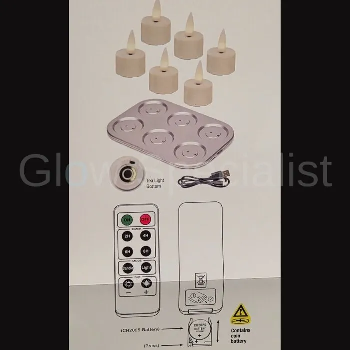 MovinFlame RECHARGEABLE TEA LIGHTS - 6 PIECES - MOVINFLAME - IVORY