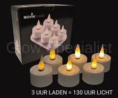 MovinFlame RECHARGEABLE TEA LIGHTS - 6 PIECES - MOVINFLAME - WHITE