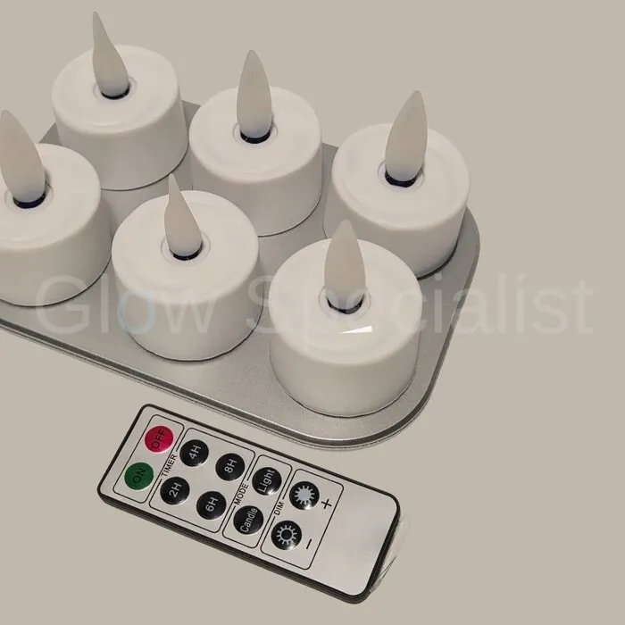MovinFlame RECHARGEABLE TEA LIGHTS - 6 PIECES - MOVIN FLAME - WHITE
