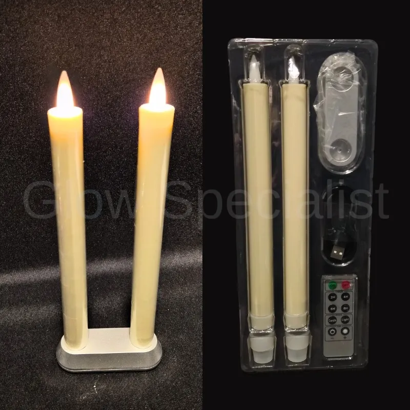MovinFlame MOVINFLAME DINNER CANDLES - 2 PCS - RECHARGEABLE - WITH REMOTE CONTROL - IVORY