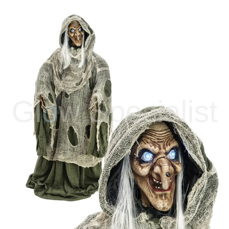 Europalms WITCH - GREEN - 145 CM - HALLOWEEN - MOVING - LIGHT AND SOUND - EUROPALMS