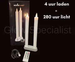 MovinFlame MOVINFLAME DINER KAARSEN - 2 STUKS - OPLAADBAAR - MET AFSTANDSBEDIENING - WIT
