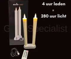MovinFlame MOVINFLAME DINER KAARSEN - 2 STUKS -OPLAADBAAR - MET AFSTANDSBEDIENING - IVOOR