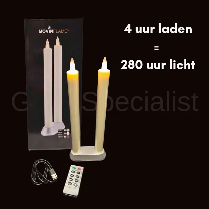 MovinFlame MOVINFLAME DINER KAARSEN - 2 STUKS - OPLAADBAAR - MET AFSTANDSBEDIENING - IVOOR