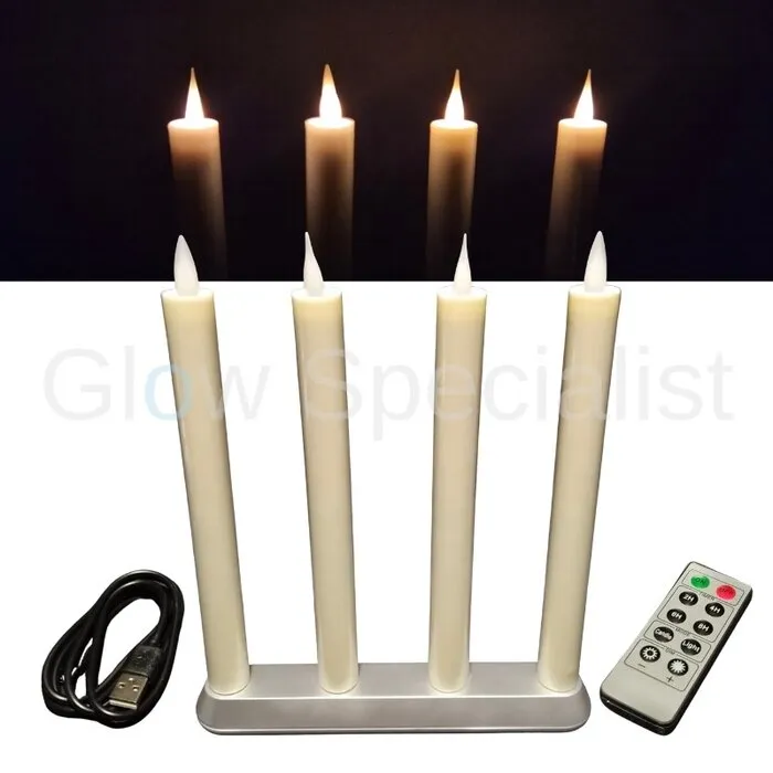 MovinFlame MOVINFLAME DINNER CANDLES - 4 PCS - RECHARGEABLE - WITH REMOTE CONTROL - IVORY