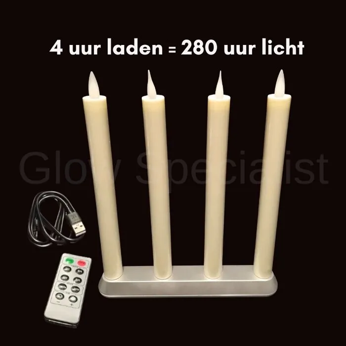 MovinFlame MOVINFLAME DINER KAARSEN - 4 STUKS - OPLAADBAAR - MET AFSTANDSBEDIENING - IVOOR