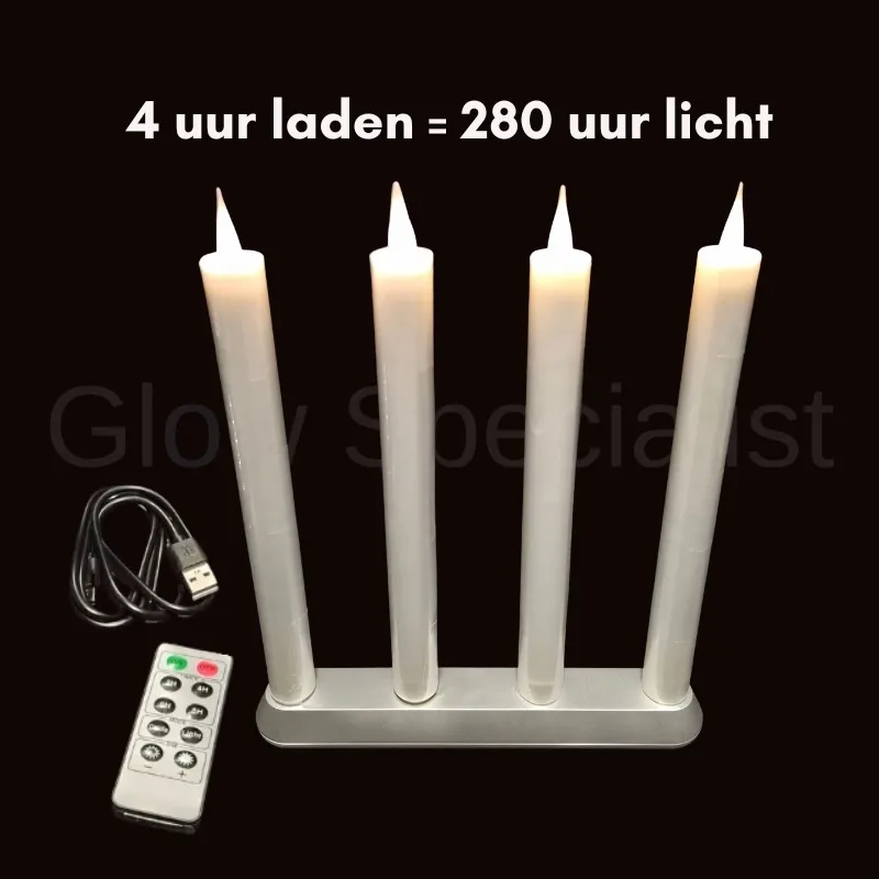 MovinFlame MOVINFLAME DINNER CANDLES - 4 PCS - RECHARGEABLE - WITH REMOTE CONTROL - WHITE