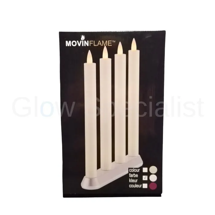 MovinFlame MOVINFLAME DINNER CANDLES - 4 PCS - RECHARGEABLE - WITH REMOTE CONTROL - WHITE