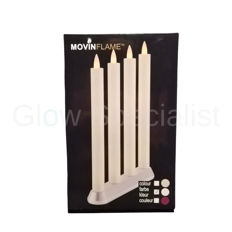 MovinFlame MOVINFLAME DINNER CANDLES - 4 PCS - RECHARGEABLE - WITH REMOTE CONTROL - WHITE