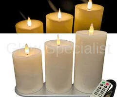 MovinFlame MOVINFLAME STOMPKAARSEN - 3 STUKS - OPLAADBAAR - MET AFSTANDSBEDIENING - WIT