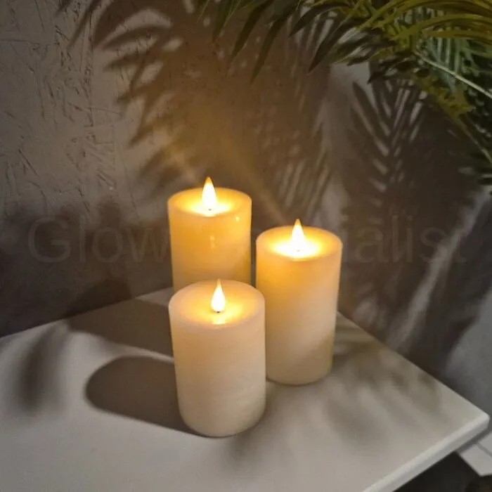 MovinFlame MOVINFLAME STOMPKAARSEN - 3 STUKS - OPLAADBAAR - MET AFSTANDSBEDIENING - WIT