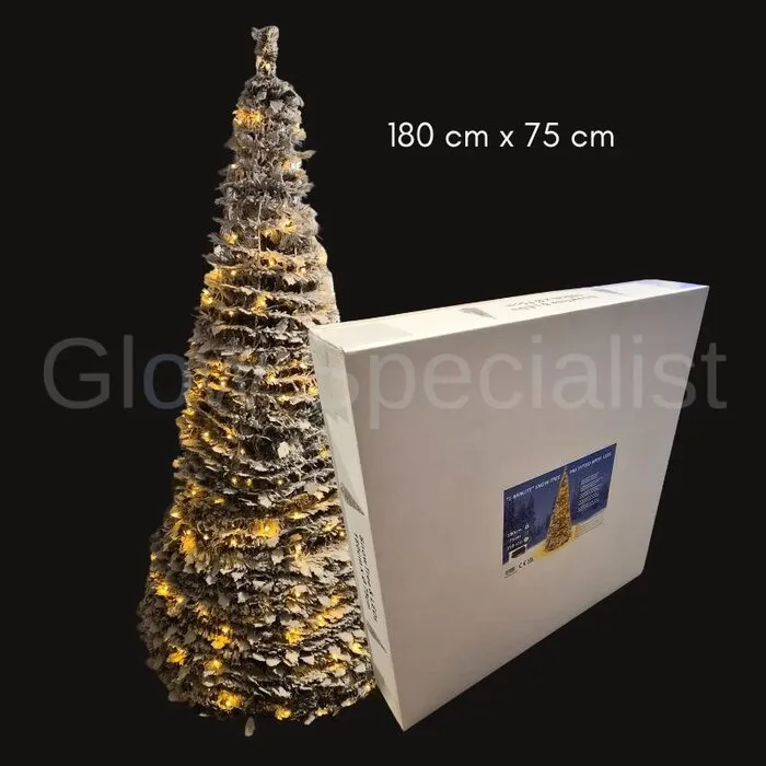 POP-UP CHRISTMAS TREE - WITH LIGHTS AND SNOW - WHITE - 180 CM