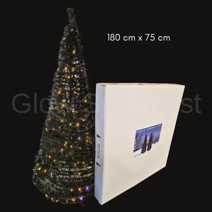 POP-UP KERSTBOOM -  GROEN - 180 CM - MET WITTE EN MULTICOLOR LEDS