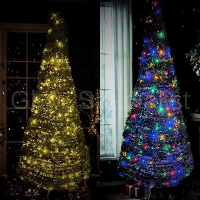POP-UP KERSTBOOM -  GROEN - 180 CM - MET WITTE EN MULTICOLOR LEDS