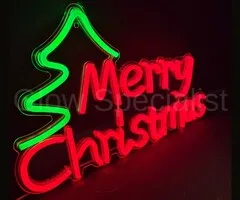 LED NEON SIGN - CHRISTMAS TEXT -  MERRY CHRISTMAS - RED