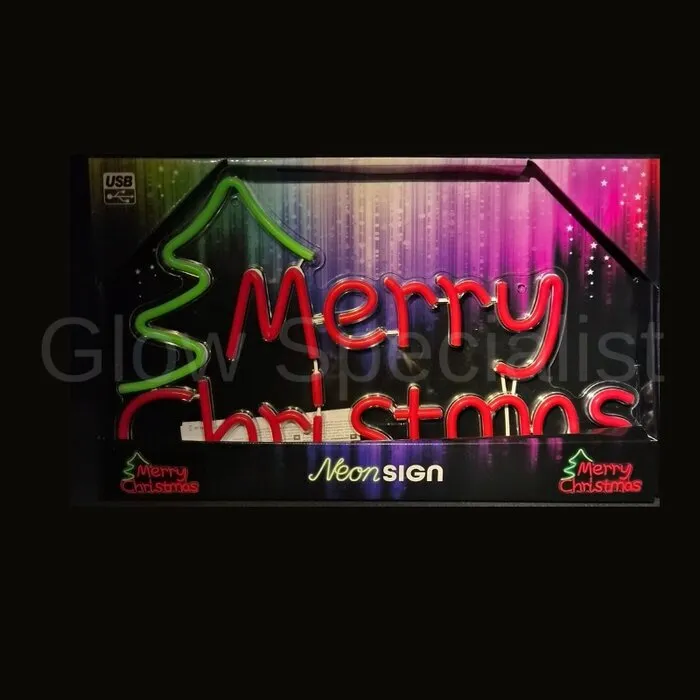 LED NEON SIGN - KERST TEKST - MERRY CHRISTMAS - ROOD