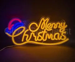 LED NEON SIGN - CHRISTMAS TEXT -  MERRY CHRISTMAS - GEEL