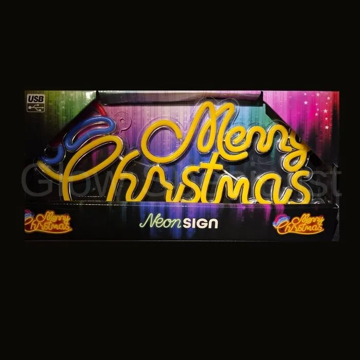 LED NEON SIGN - CHRISTMAS TEXT -  MERRY CHRISTMAS - GEEL
