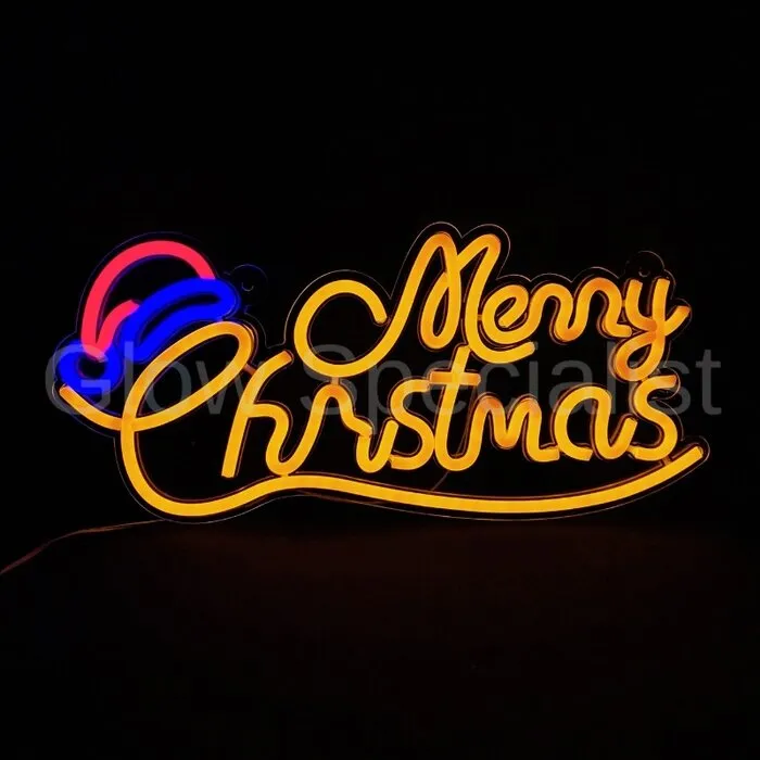 LED NEON SIGN - KERST TEKST - MERRY CHRISTMAS - GEEL