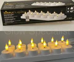 Simuflame SIMUFLAME 12 RECHARGEABLE LED TEA LIGHTS - INCL. CHARGER - WHITE