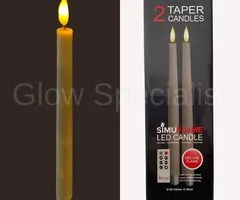 Simuflame LED SIMUFLAME DINER KAARSEN - TAPER - DELUXE - IVOOR - SET VAN 2