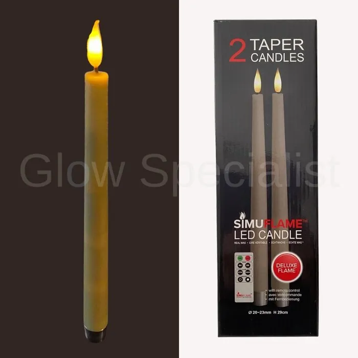Simuflame LED SIMUFLAME DINNER CANDLES - TAPER - DELUXE - IVORY - SET OF 2