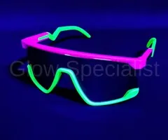 NEON PARTY GLASSES - UV / BLACKLIGHT - GREEN/PINK