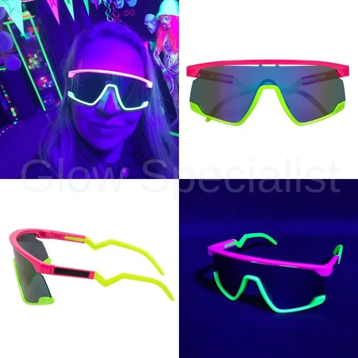 NEON PARTY GLASSES - UV / BLACKLIGHT - GREEN/PINK