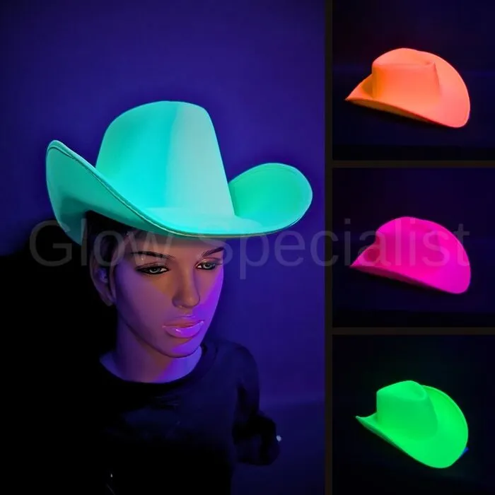 COWBOY HAT - UV/BLACKLIGHT - NEON ORANGE