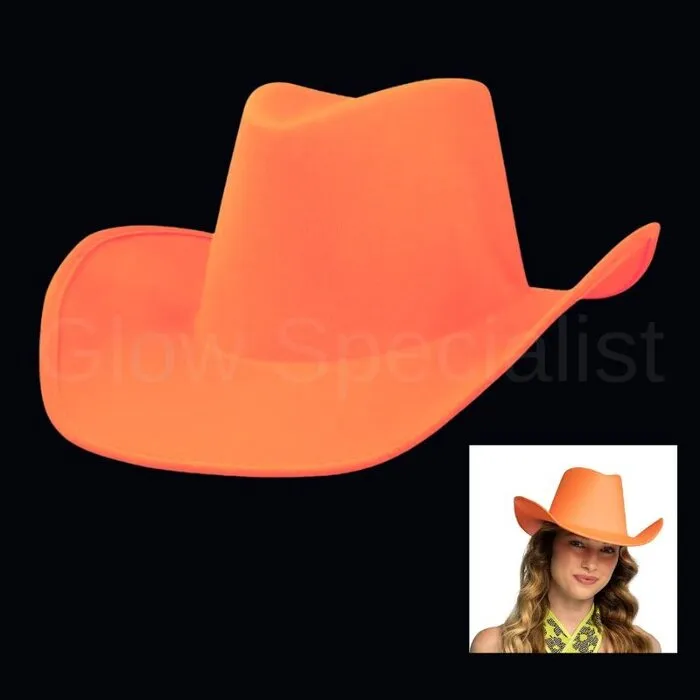 COWBOY HOED - UV / BLACKLIGHT - NEON ORANJE