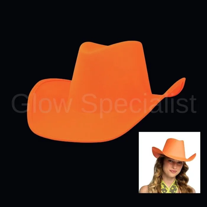 COWBOY HOED - UV / BLACKLIGHT - NEON ORANJE