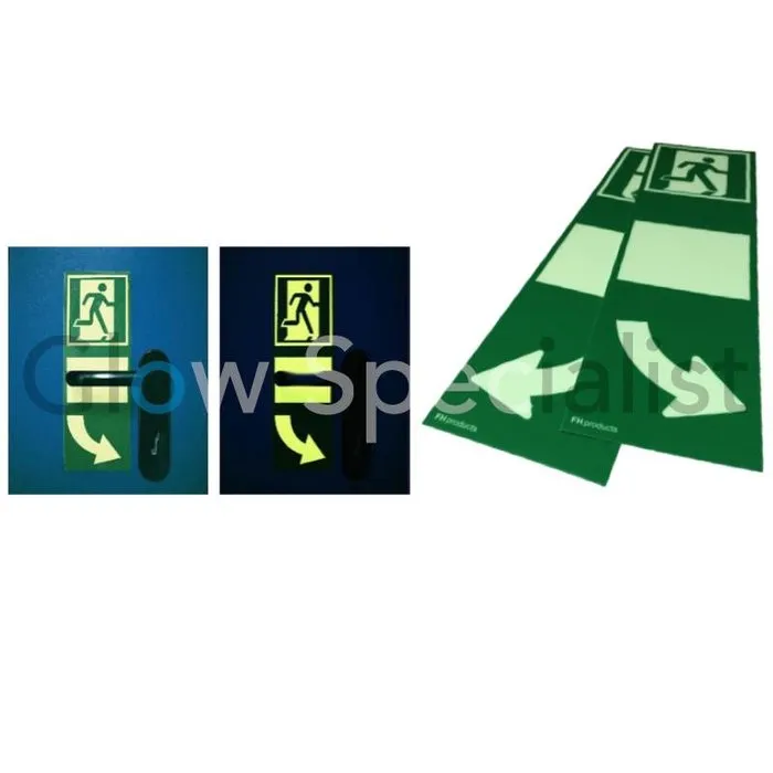 Glow in the dark door handle sign