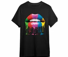 COLOR LIPS - BLACKLIGHT T-SHIRT - BLACK WITH NEON PRINT