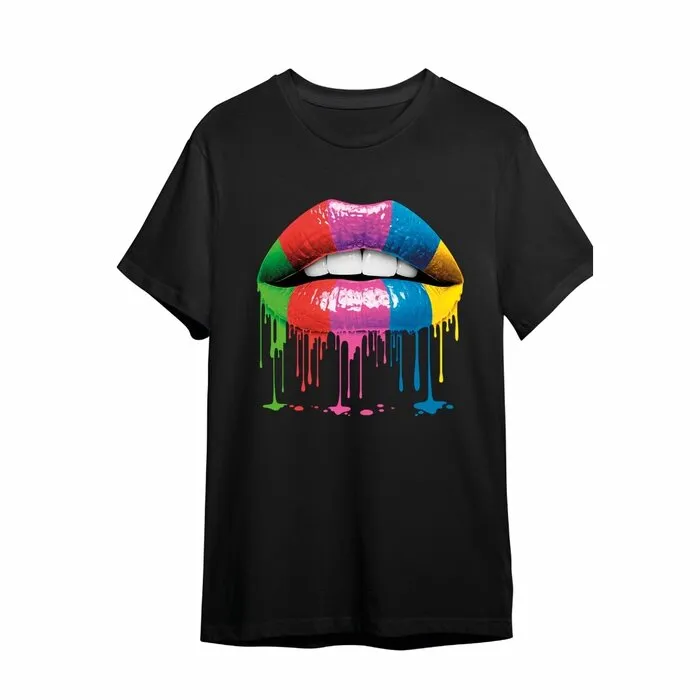 COLOR LIPS - BLACKLIGHT T-SHIRT - BLACK WITH NEON PRINT
