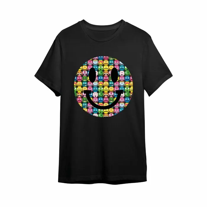 SMILEYS - BLACKLIGHT T-SHIRT - BLACK WITH NEON PRINT