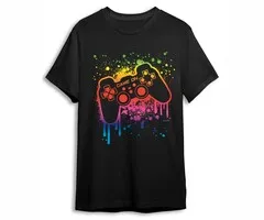GAME ON - BLACKLIGHT T-SHIRT - BLACK WITH NEON PRINT