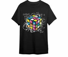 RUBIK TWIST - BLACKLIGHT T-SHIRT - ZWART MET NEON PRINT